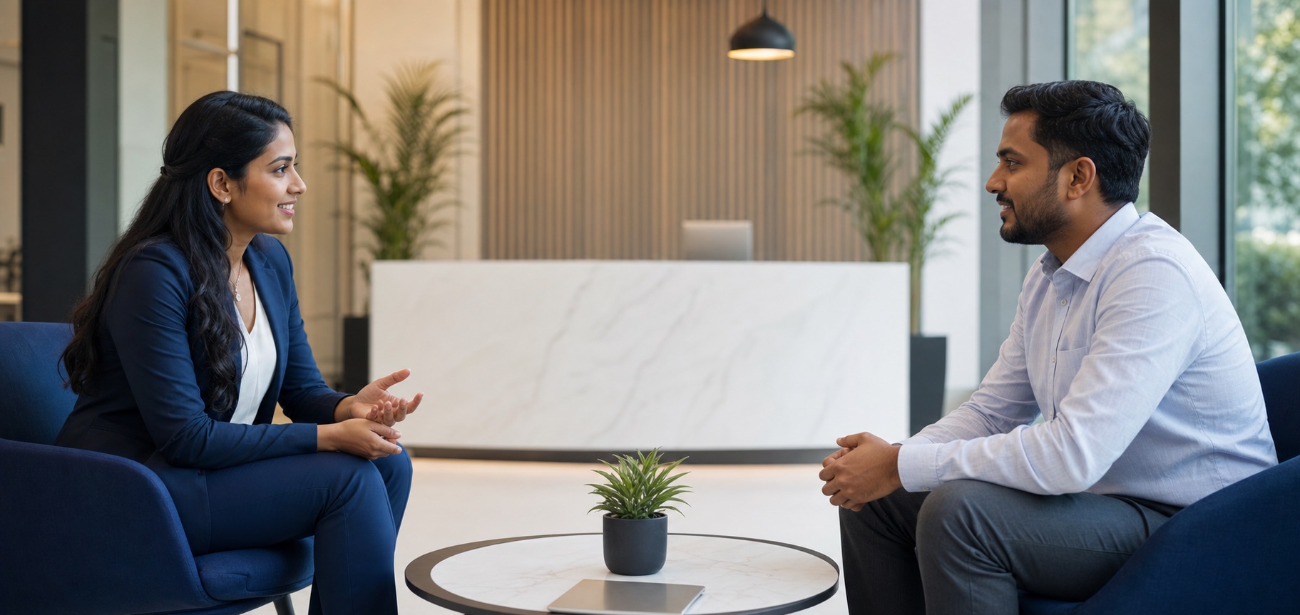 TrainerWings advisor speaking with a business client